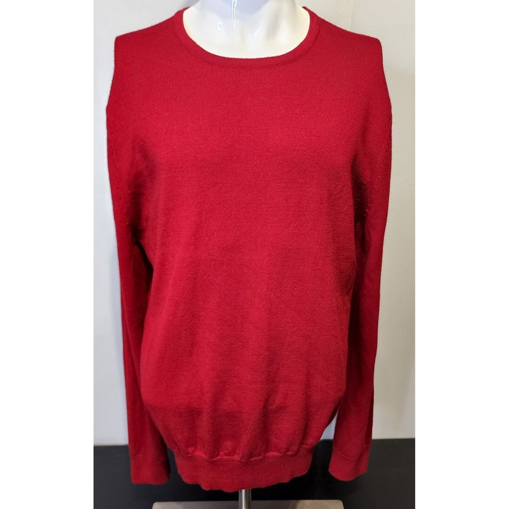 Express Sweater Mens Size Large Modern Fit Extra Fine Merino‎ Wool L/S Red